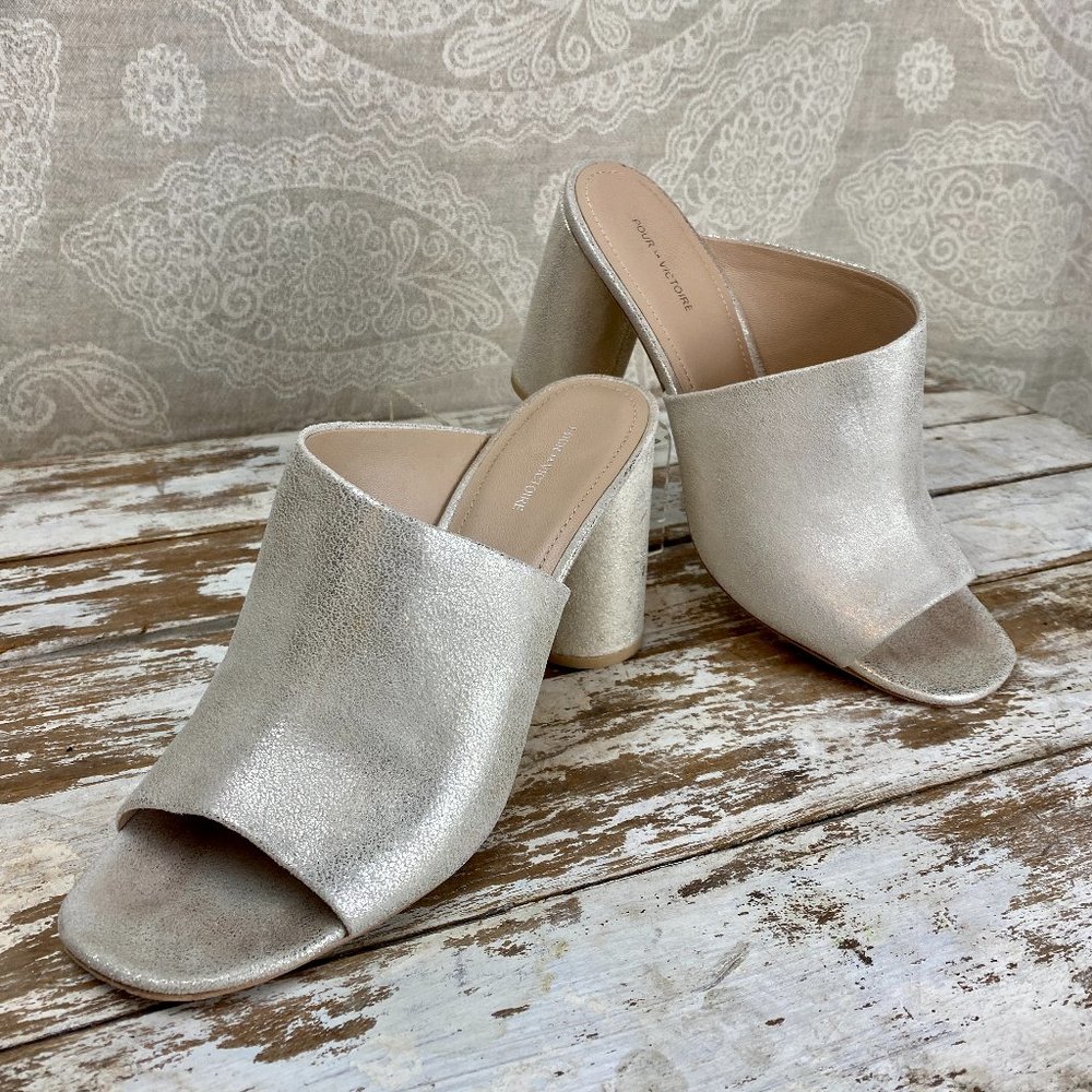 Champagne Gold Slide On Block Heel | Size 9